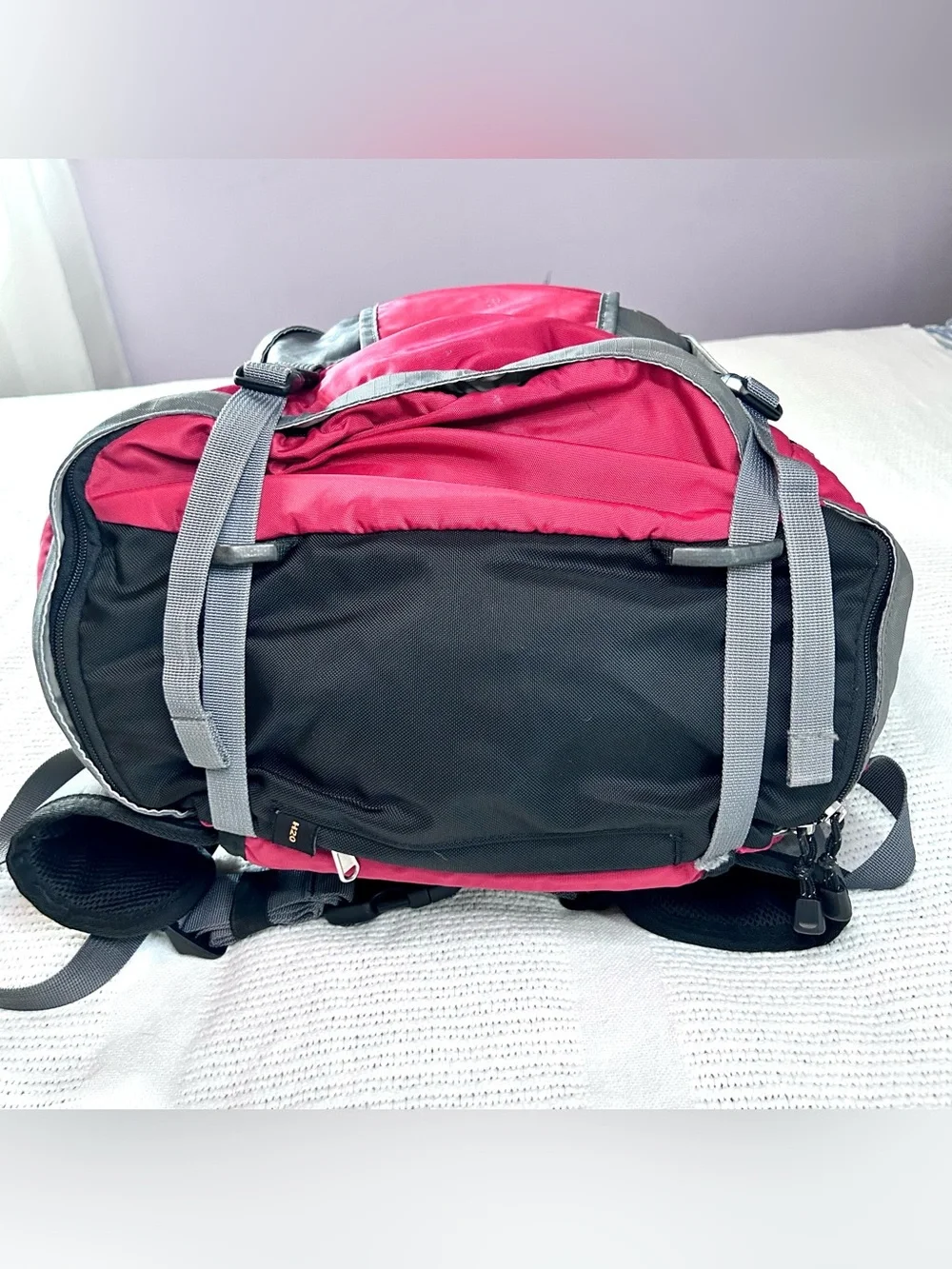 Vintage Rare Eddie Bauer Versatrex Backpack Red & Gray Hiking Ripstop Outdoors